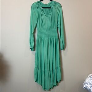 Ramy Brook Green V-Neck  Long Sleeve Dress